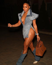 Load image into Gallery viewer, Legacy Sexy Denim V Neck Mini Dress
