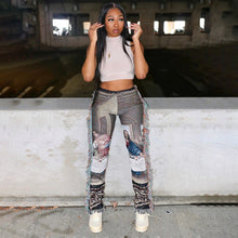 Load image into Gallery viewer, High Waist Tassel Patchwork Striped Print Jogger Pants
