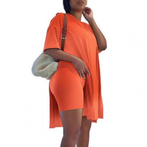 Casual Solid Color Lounge Short Set