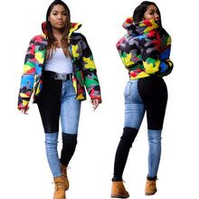 Load image into Gallery viewer, Camo Print Winter Bubble Jacket
