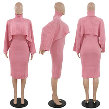 Load image into Gallery viewer, Cable Knit Turtleneck Sweater Dress Set
