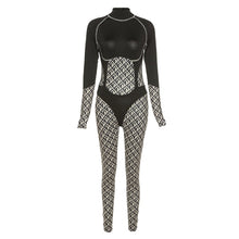 Load image into Gallery viewer, Sexy Contrast Color One Piece Patchwork Long Sleeve Jumpsuit
