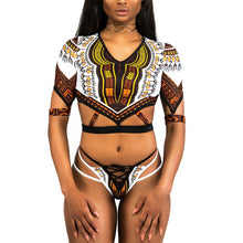 Load image into Gallery viewer, African Dashiki Print Short Sleeve Bikini
