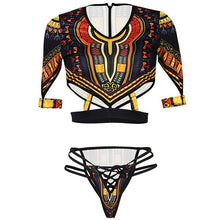 Load image into Gallery viewer, African Dashiki Print Short Sleeve Bikini
