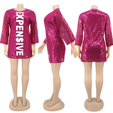 Load image into Gallery viewer, Sparkly Sequined Expensive Letter Print Party Dress
