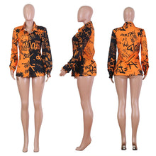 Load image into Gallery viewer, Grafitti Button Down Long Sleeve Blouse
