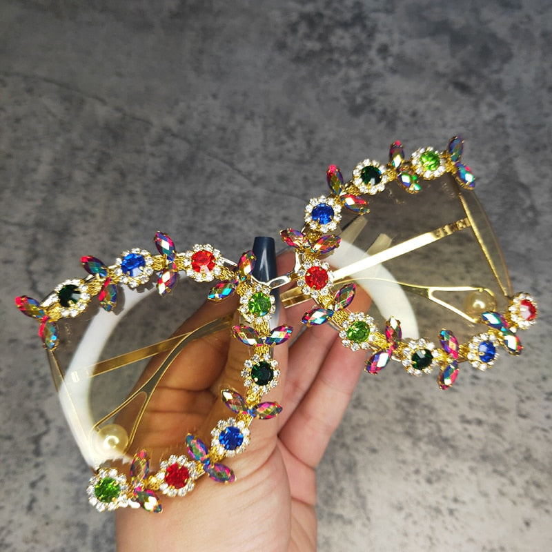 Luxury Bling Flower Design Sun Glasses