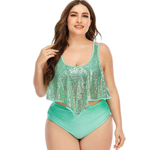 Load image into Gallery viewer, Plus Size Two Piece Cactus/Letter Printed Ruffle Swimsuits
