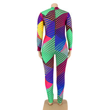 Load image into Gallery viewer, Zip Up Geometry Print Jumpsuits
