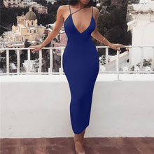 Load image into Gallery viewer, Ladies Solid Sexy Slim Bodycon Maxi Dress
