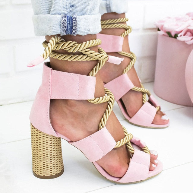 Shanelle Lace Up Round Heels