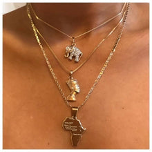 Load image into Gallery viewer, 3 Pcs/Set Vintage Crystal Elephant Pyramid Ancient Egyptian Pharaoh Map Pendant Multilayer Gold Necklace Punk Lady Jewelry Gifts
