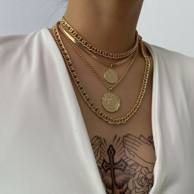 Madeline Multilevel Gold Coin Necklace