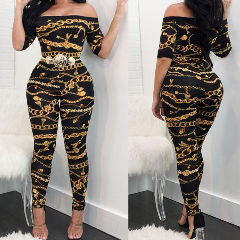 Gold And Black Chain Jumpsuit