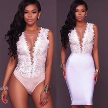 Load image into Gallery viewer, Stacey V Neck Lace Bodysuit
