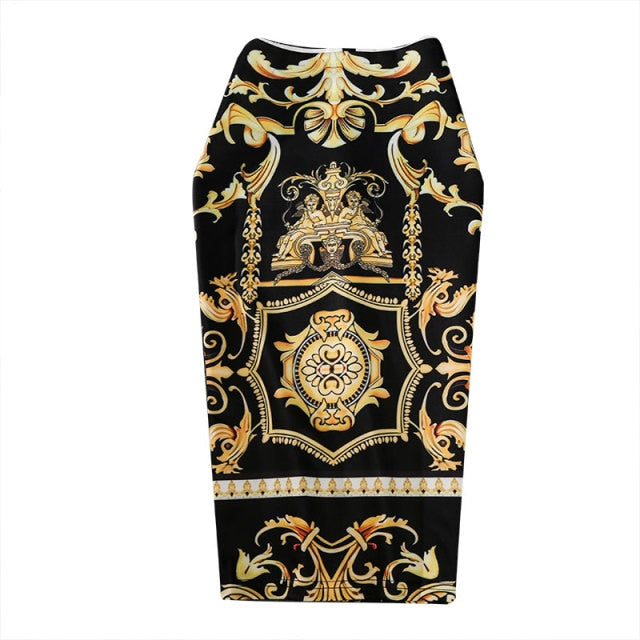 Abstract Pattern Pencil Skirt