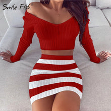 Load image into Gallery viewer, Krystal Off The Shoulder Two Piece Skirt Set
