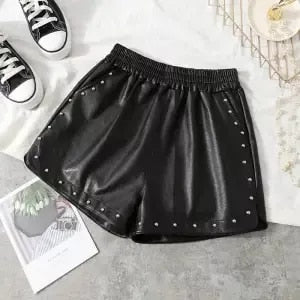 Faux Leather Studded Shorts