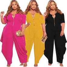 Load image into Gallery viewer, Passion Plus Size Zip Up Casual Jumpsuit
